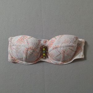 Victorias Secret Strapless Bandeau Bikini Top 34C Jeweled Center Pastel Confetti